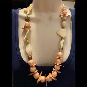 Pink and white elephant necklace